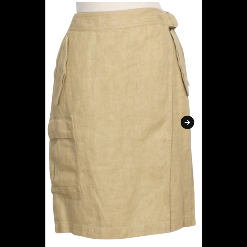 Lauren Ralph Lauren Heavy Linen Tan Cargo Wrap Straight Skirt